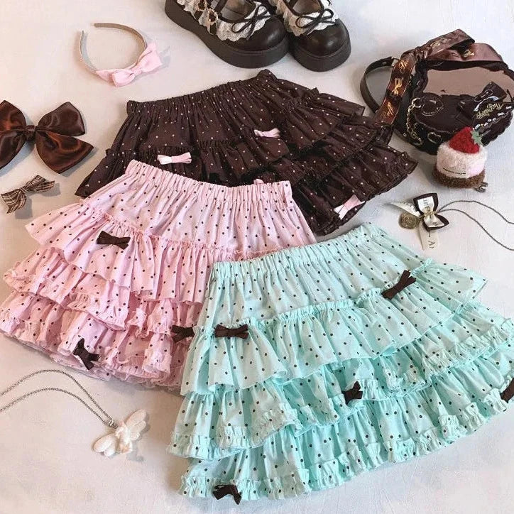 Kawaii Princess Himekaji Sukapan Ruffle Mini Skirt with Attached Shorts