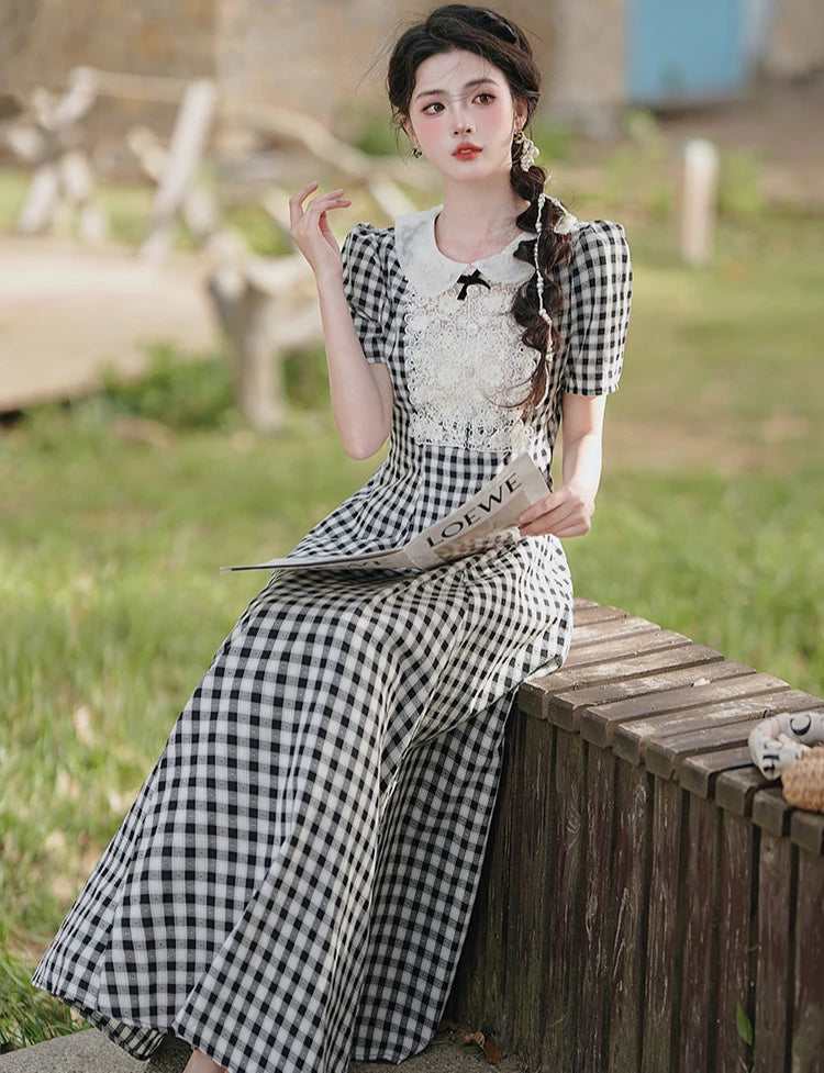 Saira Plaid Vintage Academia Dress