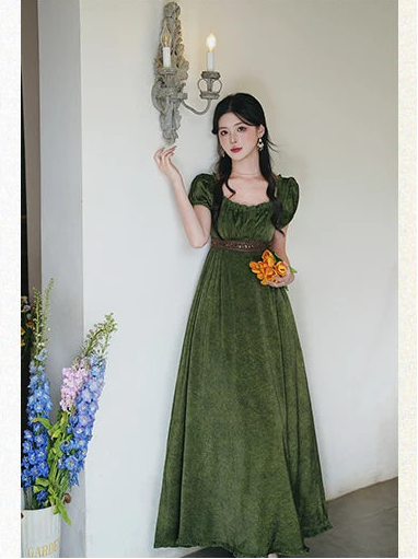 Green Witch Dress Dark Cottagecore Dress dark cottagecore style
