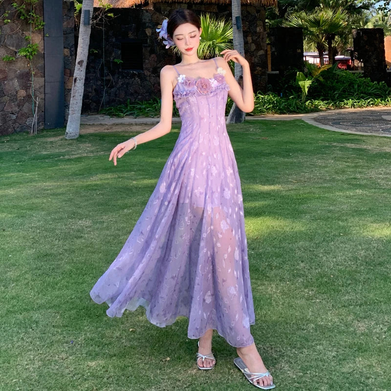Violet Floral Romantic Fairy Dress