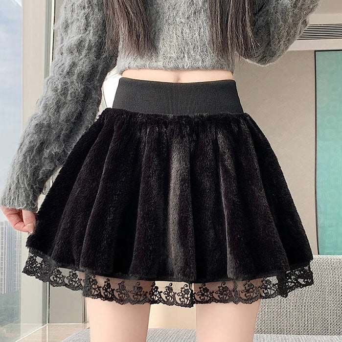 Dark Coquette Cozy Winter Skirt with Attached Shorts