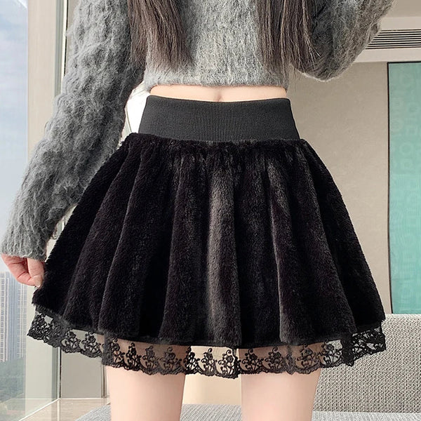 Dark Coquette Cozy Winter Skirt with Attached Shorts
