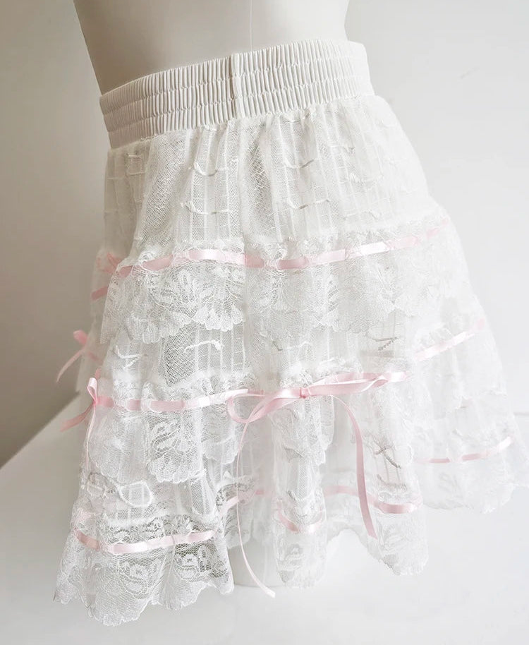 Lace Ribbon Coquette Skirt