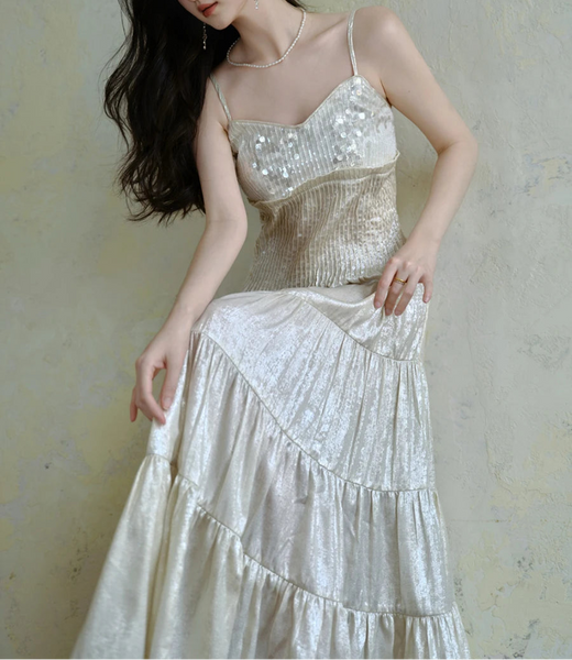 Sequin Embellished Royalcore Goddess Dress