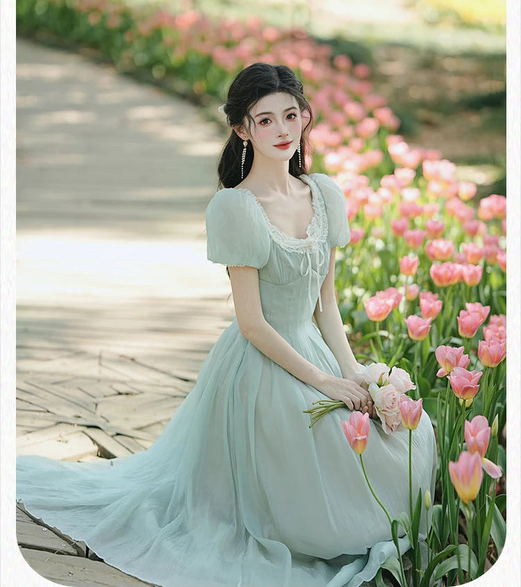 Evergreen Whisper Princesscore Fairy Dress - Romantic Vintage Cottagecore Gown