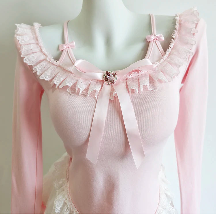 Coquette Balletcore Long Sleeve Top ~ Hachi-Inspired Japanese Aesthetic