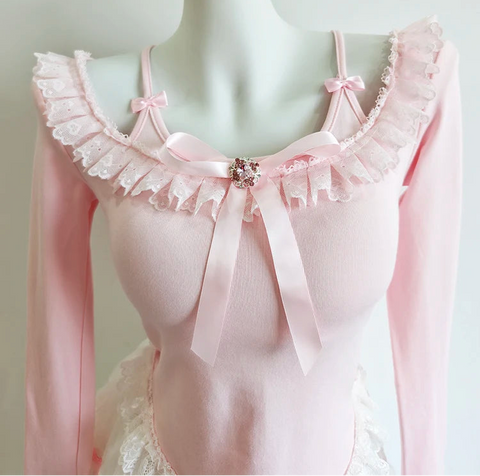 Coquette Balletcore Long Sleeve Top ~ Hachi-Inspired Japanese Aesthetic