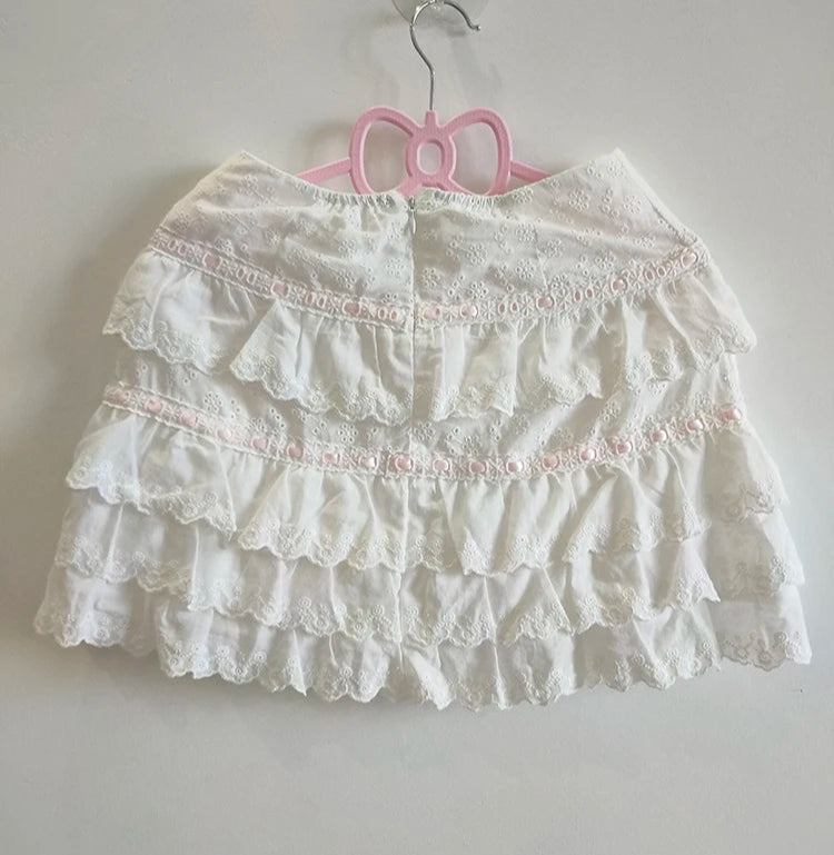 Vanilla Cupcake Coquette Cotton Lace Skirt