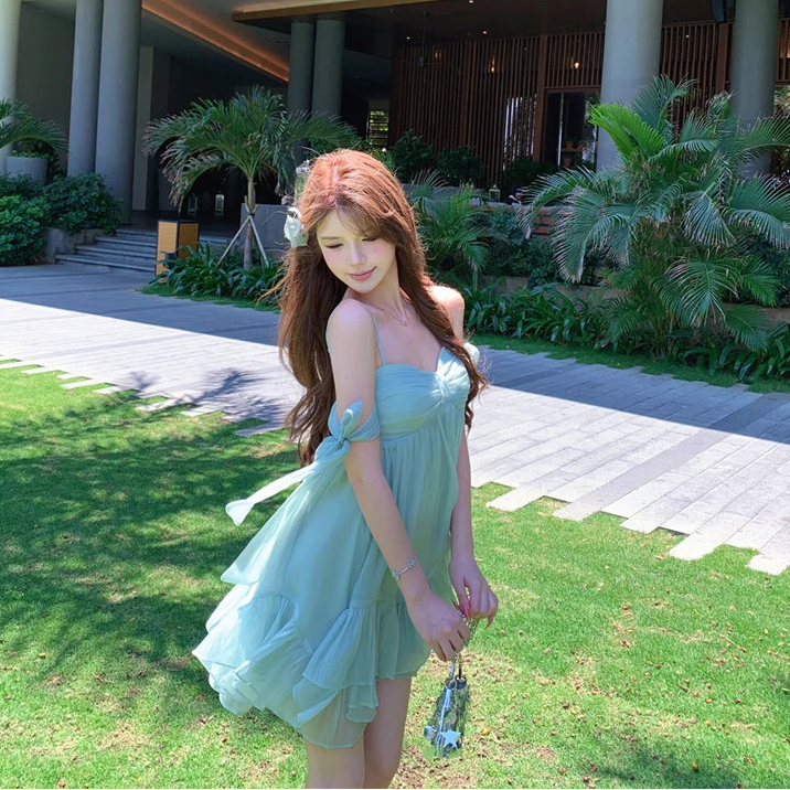 Mermaid Blue Coquette Babydoll Dress Fairycore Aesthetic