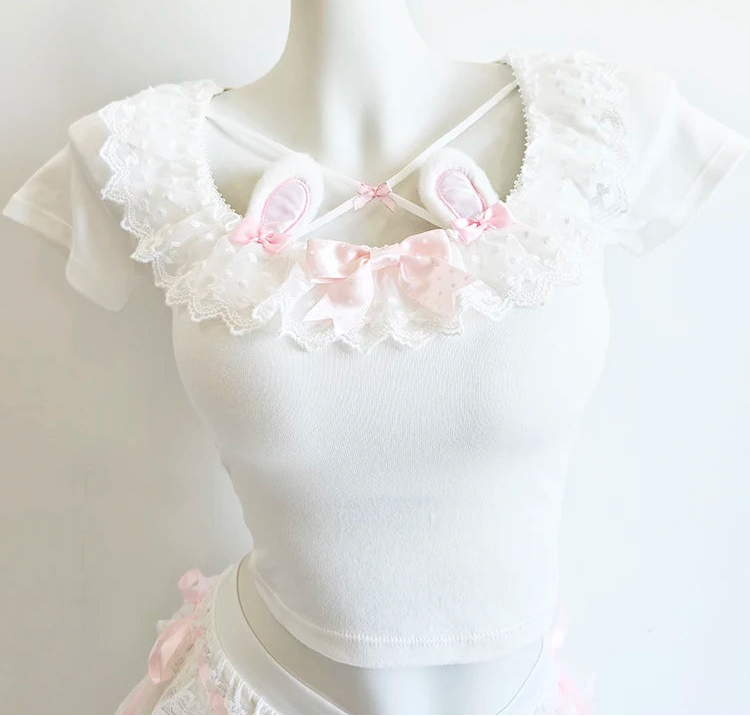 Kawaii Bunny Anime-Inspired Coquette Top – Japanese Kawaii Aesthetic Outfit