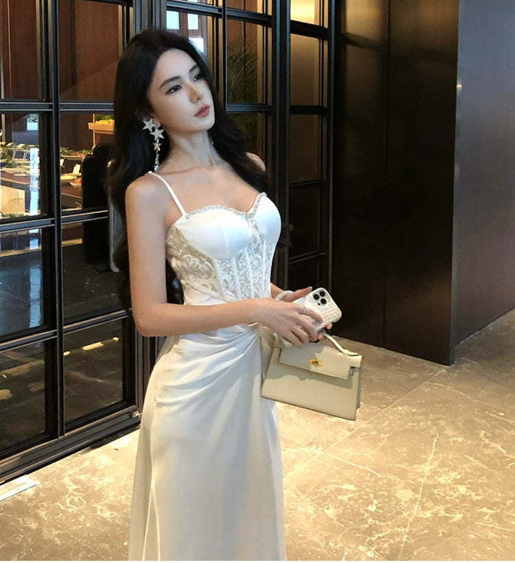 White Long Lace Corset Dress Long Bustier Dress Glam Prom Dresses White Long Lace Corset Dress Long Bustier Dress Glam Prom Dresses