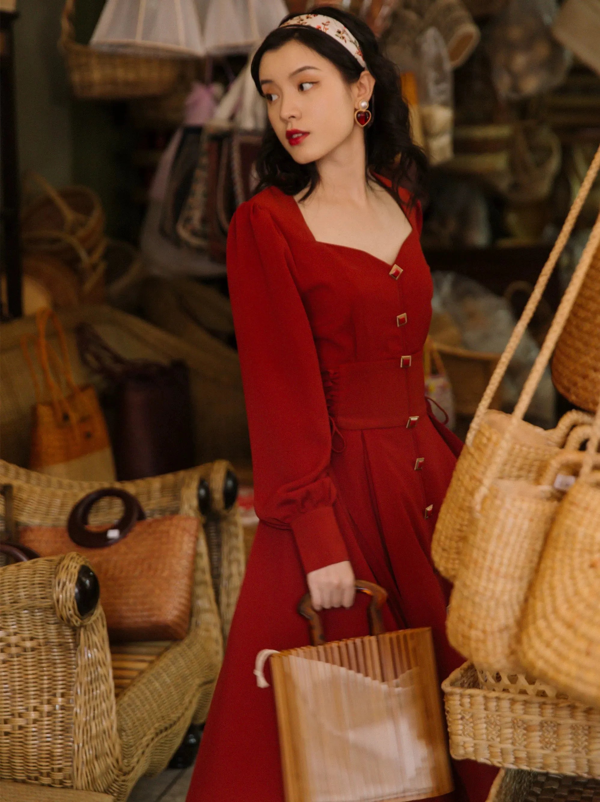 Crimson River Vintage Academia Dress