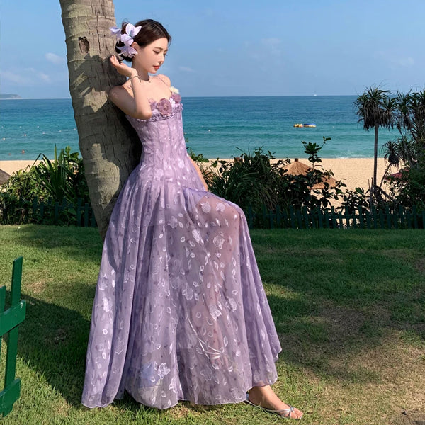 Violet Floral Romantic Fairy Dress