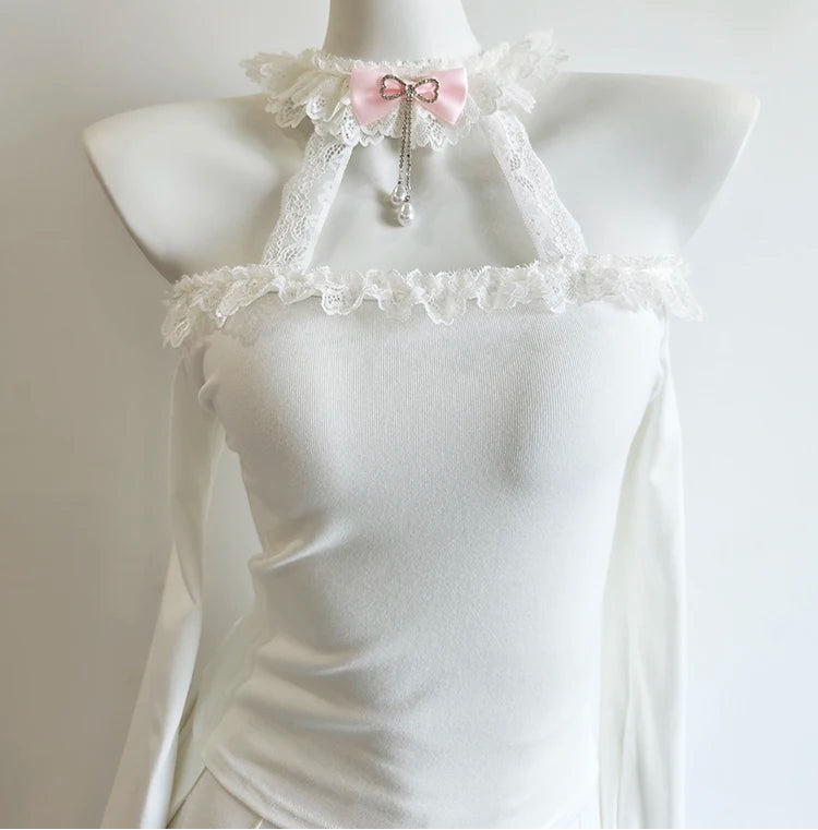 Milky Angel Romantic Princess Off-Shoulder Coquette Top
