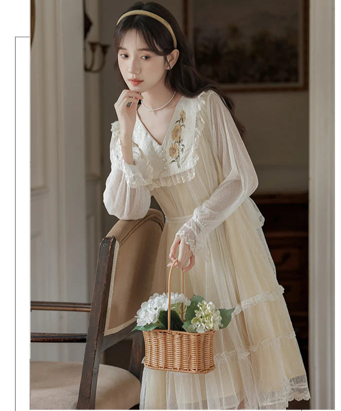 Vintage Spirit Lace Cottagecore Dress