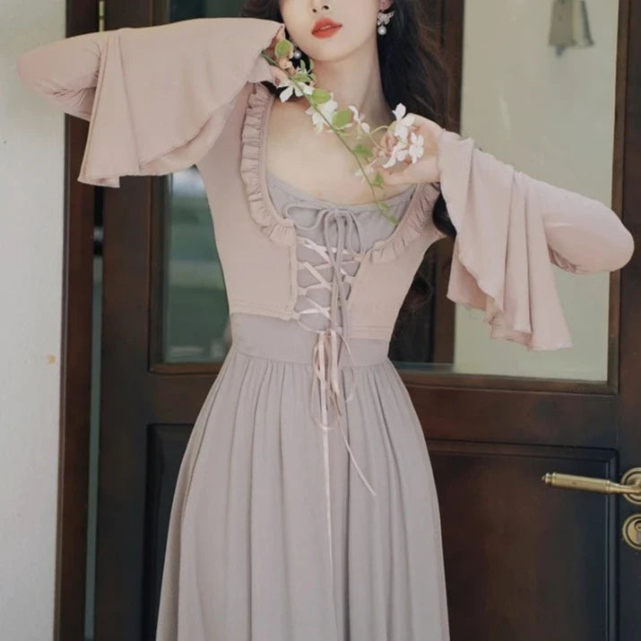 Eleonora Mauve Soft Ethereal Aesthetic 2 Piece Dress Set