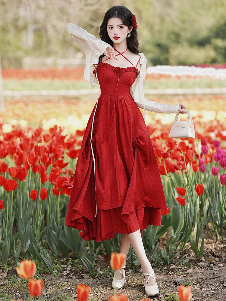 RoseRed Fairycore Princess Dress Vintage Romantic Cottagecore Dresses RoseRed Fairycore Princess Dress Vintage Romantic Cottagecore Dresses
