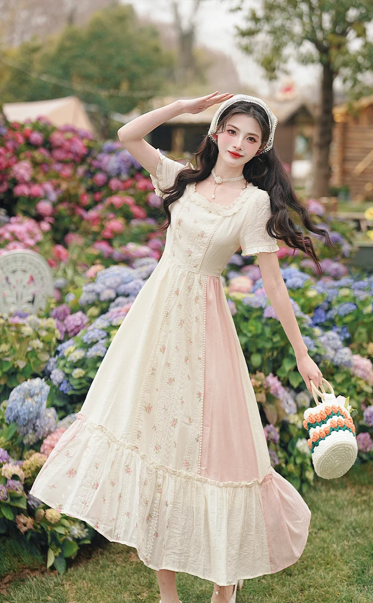Carrot Garden 2-Piece Cottagecore Dress + Head Scarf Set