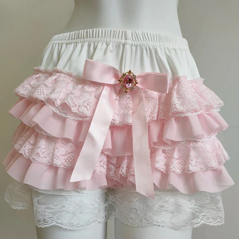 Pink Crystal Ruffle Coquette Style Bloomers