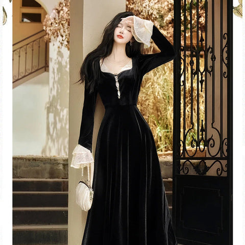 The Mansion Guard Dark Romantic Gothic Velvet Dress