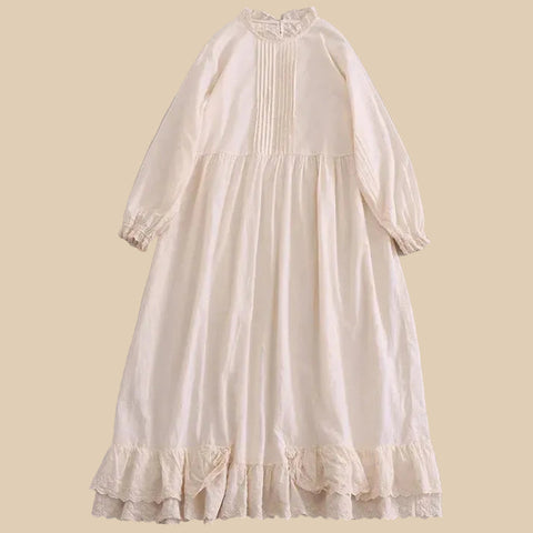 Oversized Cotton Embroidered Cottagecore Dress