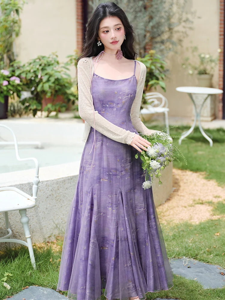 Amethyst Fairy Dress + Flower Choker Necklace