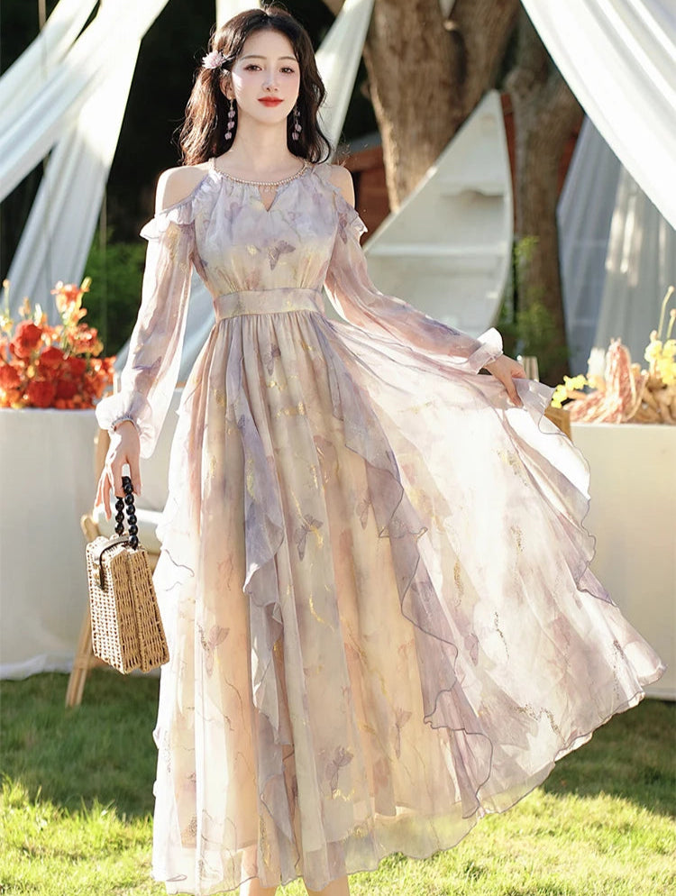 Dreamy Violet Butterfly Princess Fairy Dress