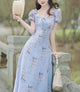 Blue floral Romantic Fairy Dress Fairycore Dress