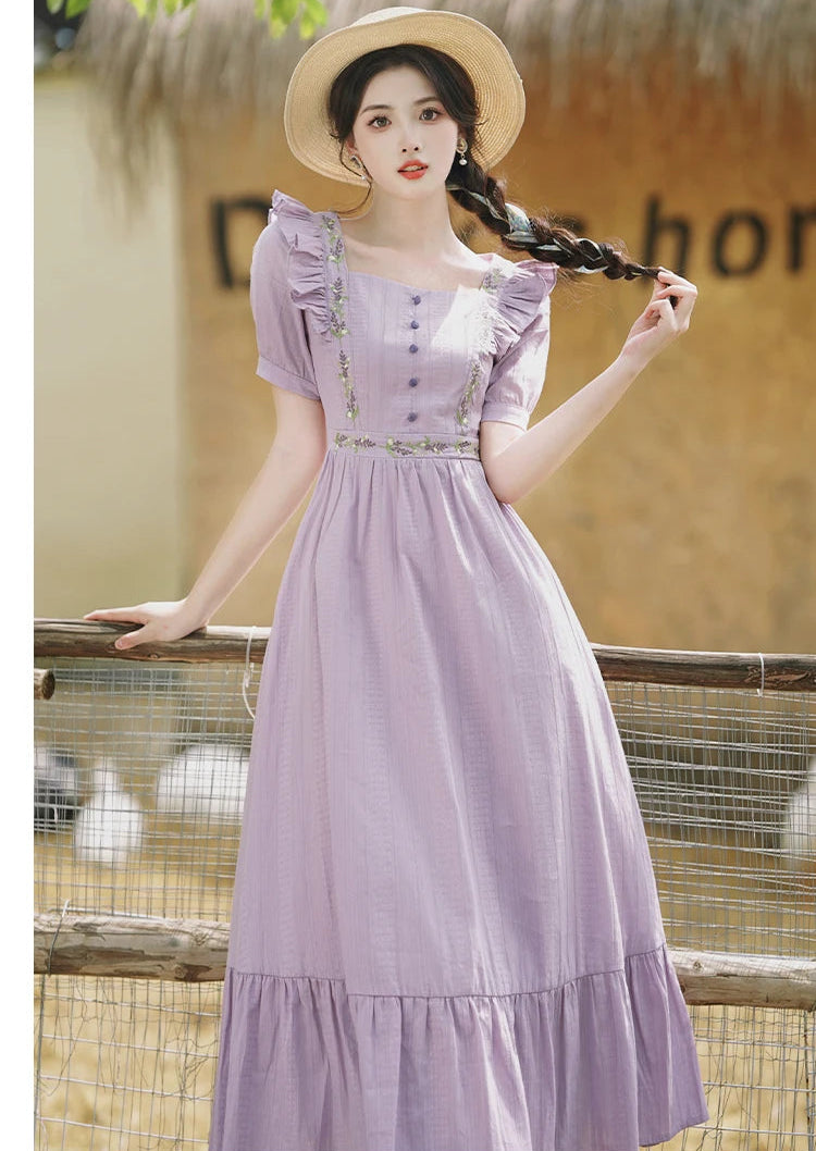 cotton purple dress Purple Cotton Dress, Plus Size Dress, Women Midi Dress, Lilac Dress For Women, Sustainable Clothing, Boho Dress, Beach Dress, Tiered Dress