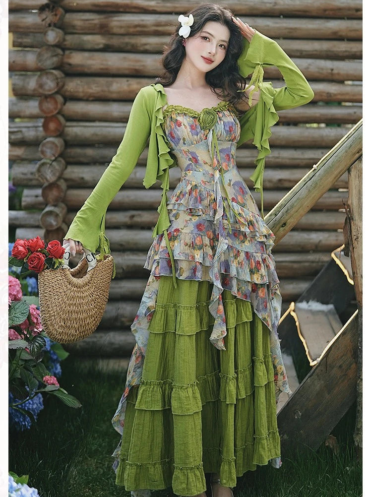 Enchanted Forest Nymph Set Green Witch Cottage Fairy Goblincore Outfit