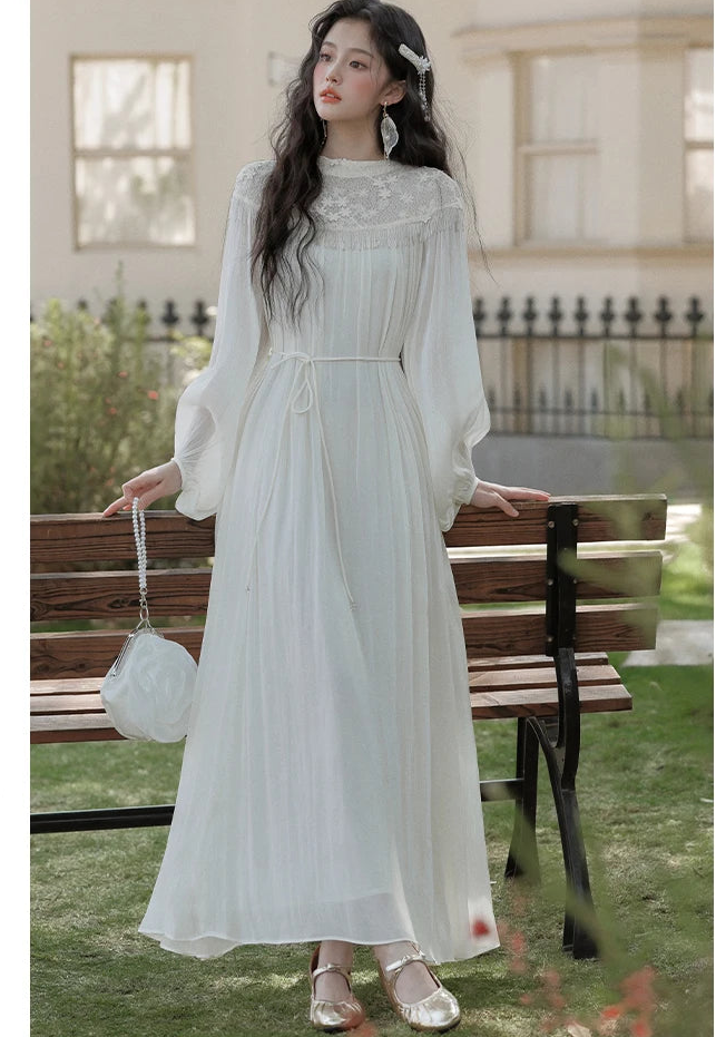 Ethereal Bohemian Fairy Dress white boho vintage dress