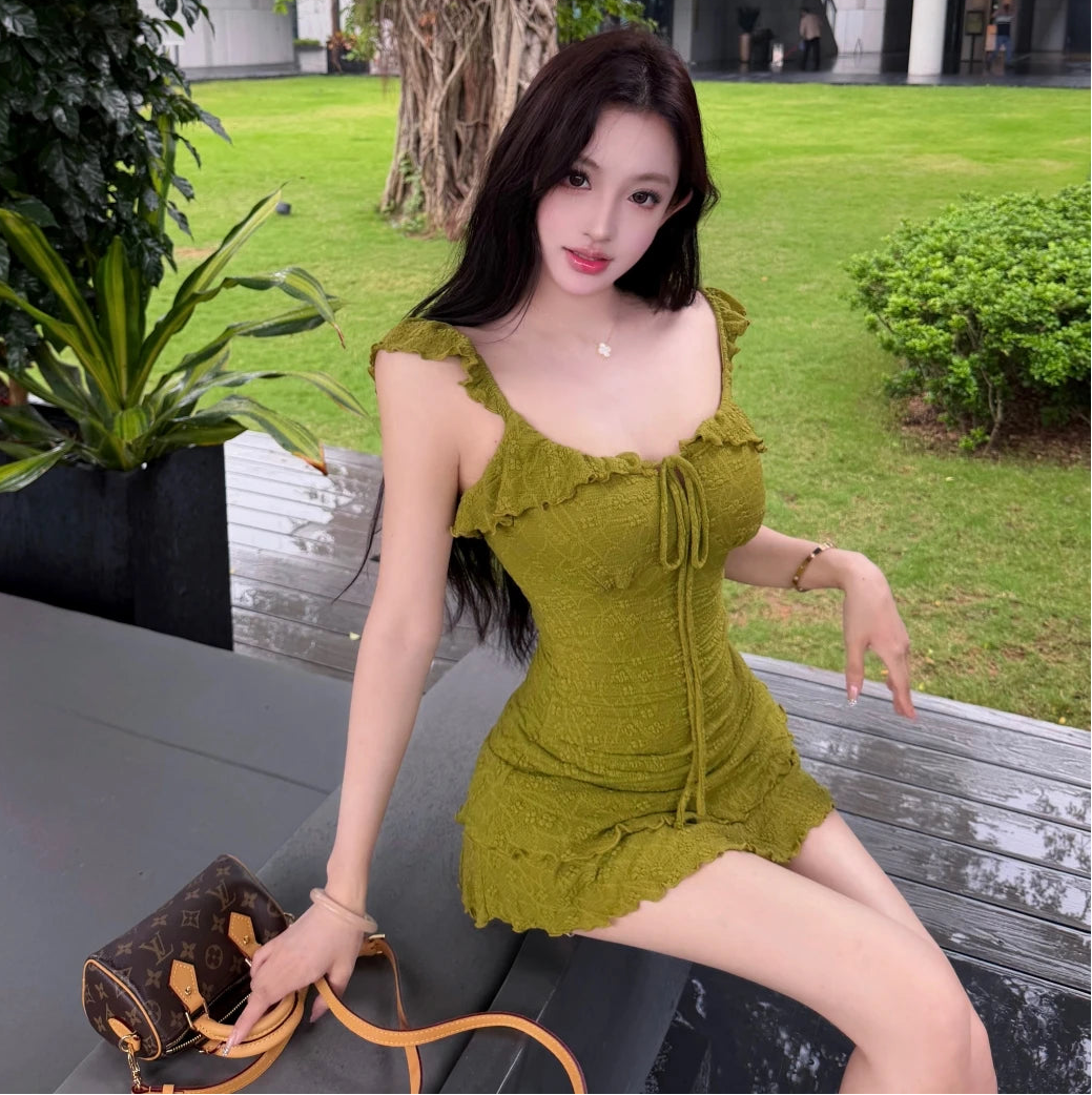 Moss Maiden Mini Dress Set Woodland Fairy Goblincore Aesthetic