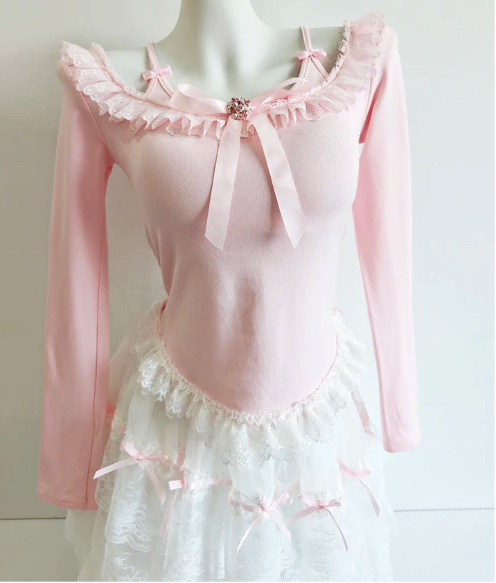 Coquette Balletcore Long Sleeve Top ~ Hachi-Inspired Japanese Aesthetic