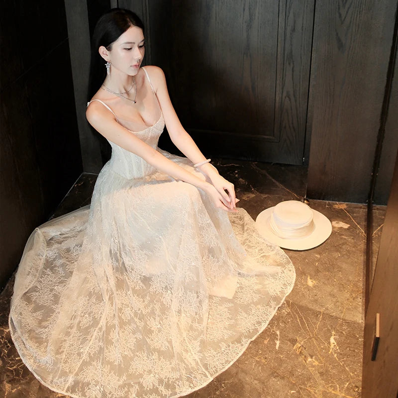 Ivory Heiress Lace Coquette Princess Bustier Dress