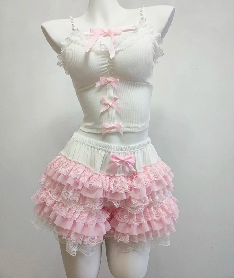 Coquette Style Ruffle Bloomer Shorts