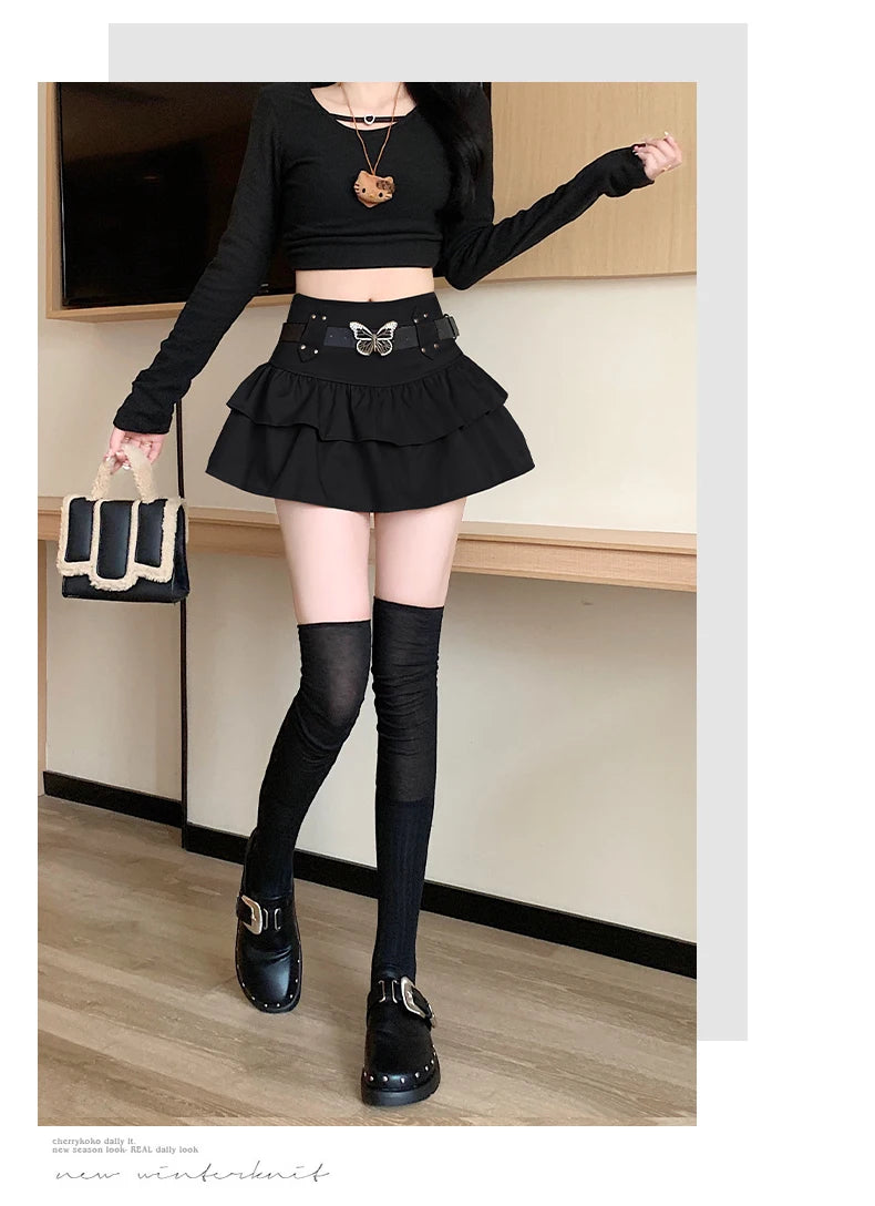 Y2K Mini Skirt With Butterfly Belt