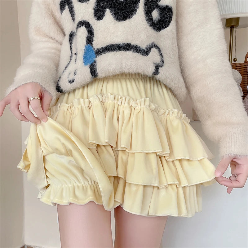 Sunny Velvet Ruffle Shorts Kawaii J-Fashion & Japanese Streetwear