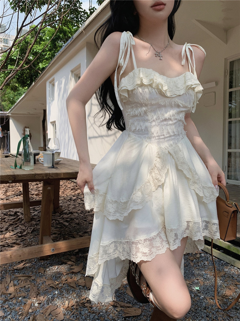 Frilly High Low Fairycore Mini Dress
