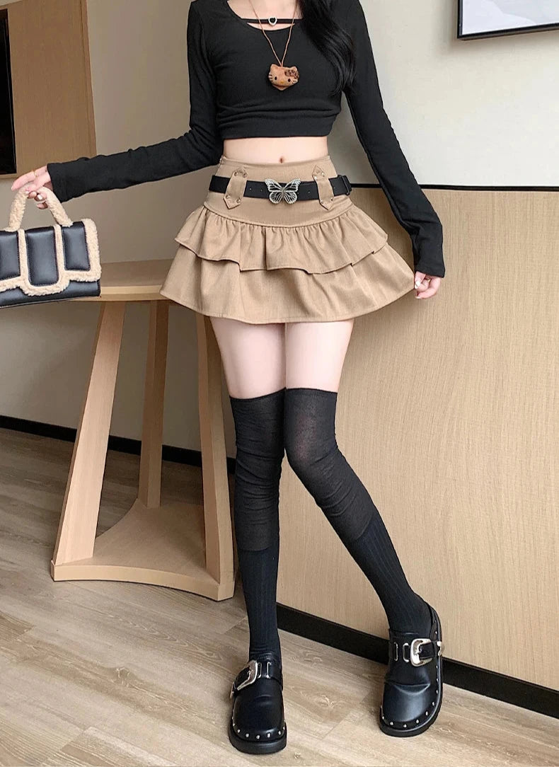 Y2K Mini Skirt With Butterfly Belt