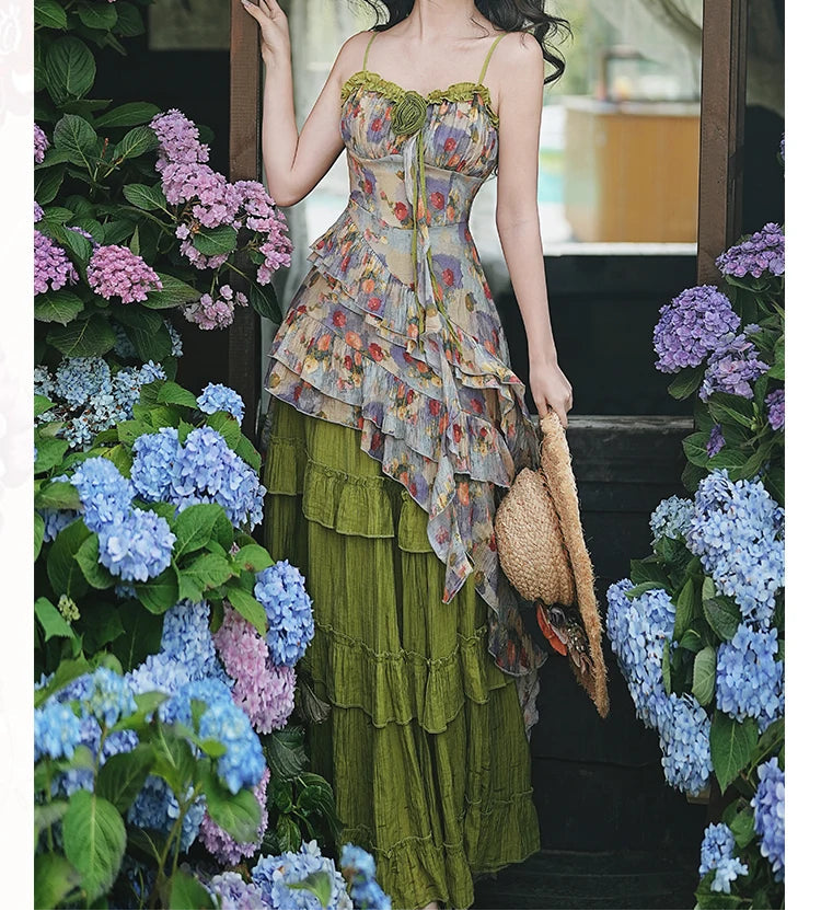 Enchanted Forest Nymph Set Green Witch Cottage Fairy Goblincore Outfit