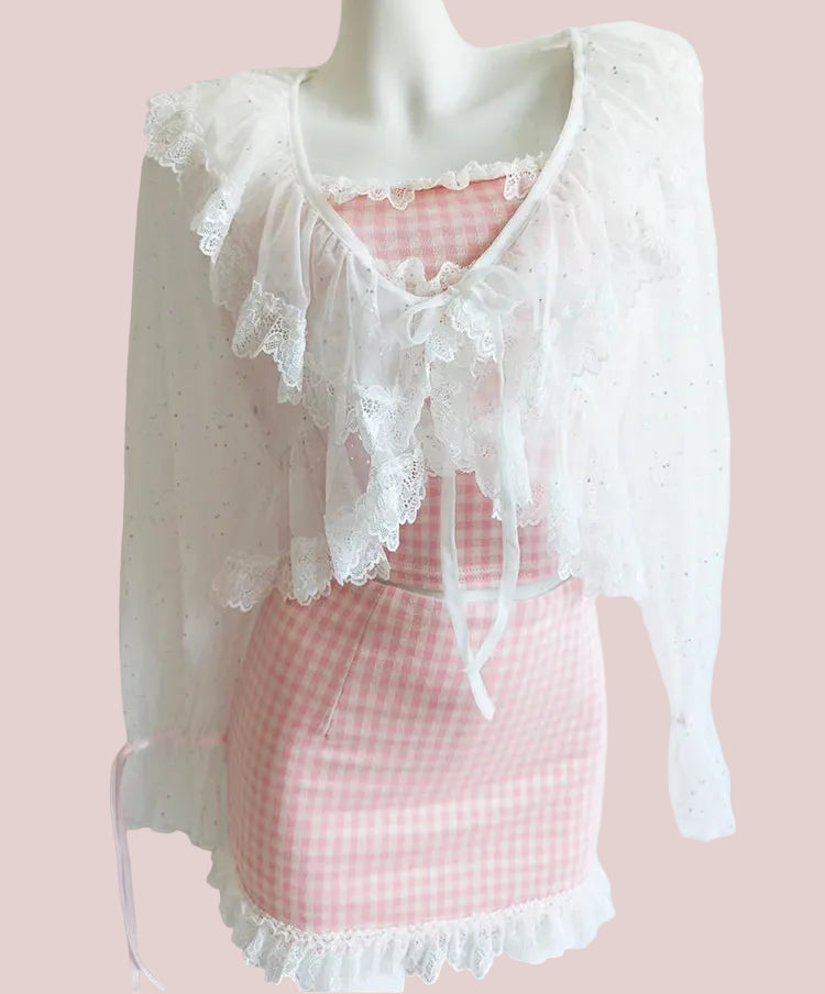 Hopeless Romantic Y2K Coquette Pink Ruffle Top - Romantic Anime Aesthetic