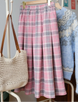 Pink Plaid Wool Skirt
