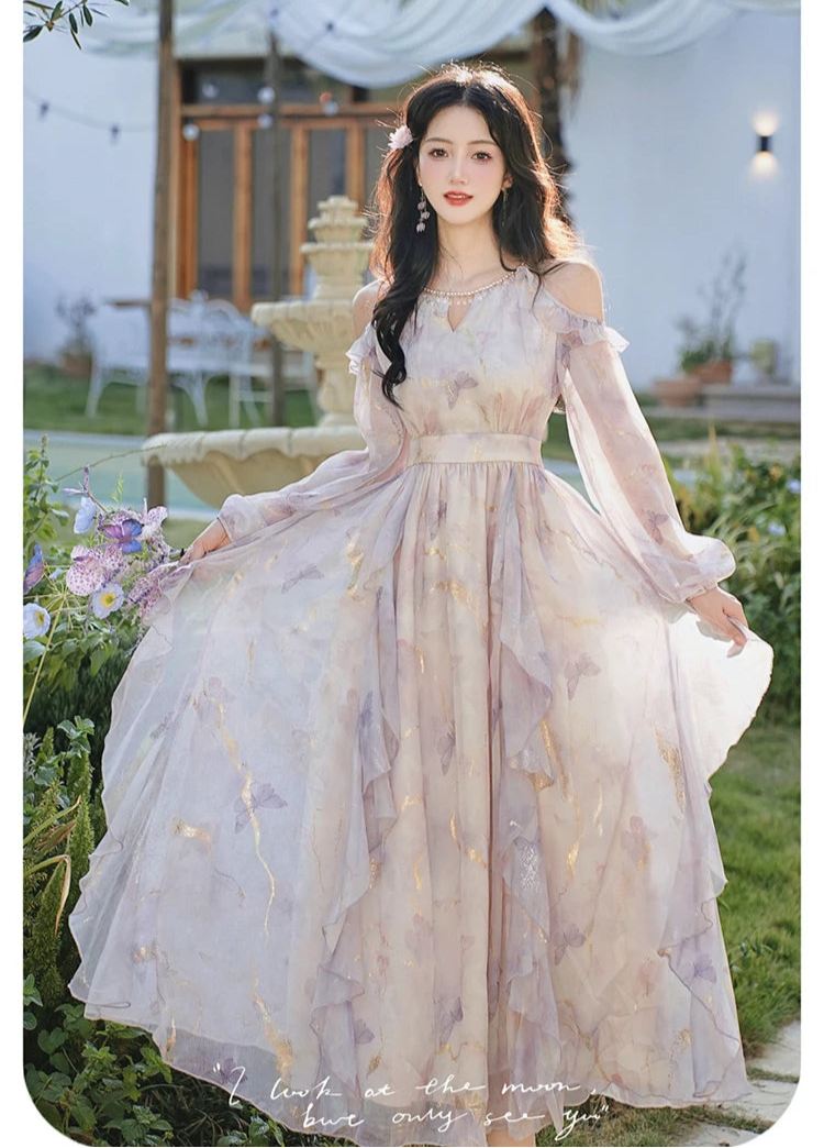 Dreamy Violet Butterfly Princess Fairy Dress