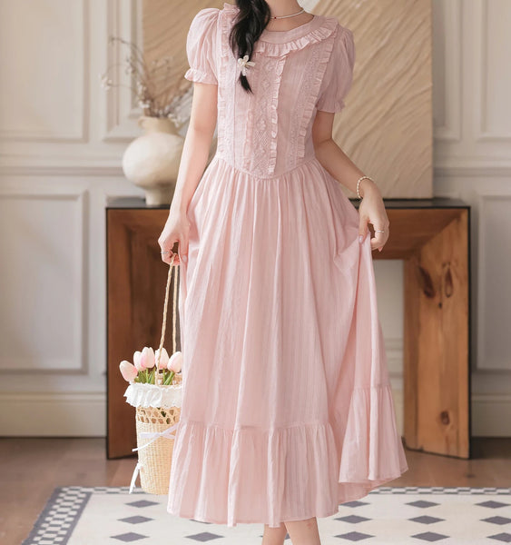 Sugar Vine Pastel Cottagecore Blush Pink Vintage-Coquette Dress