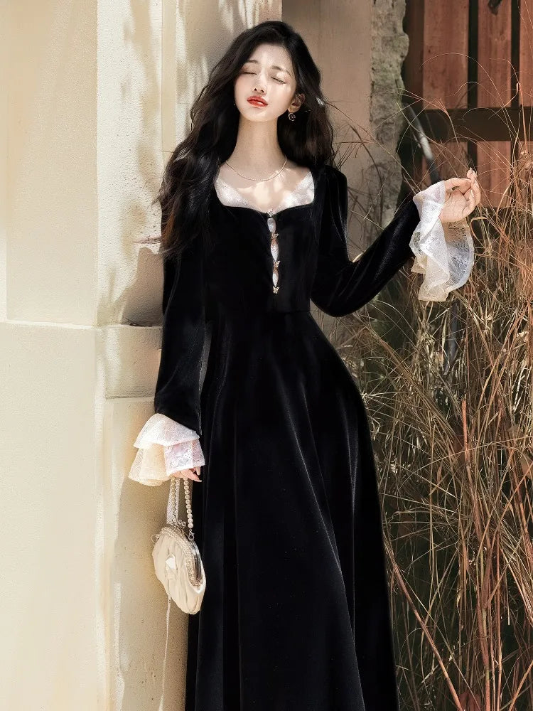 The Mansion Guard Dark Romantic Gothic Velvet Dress