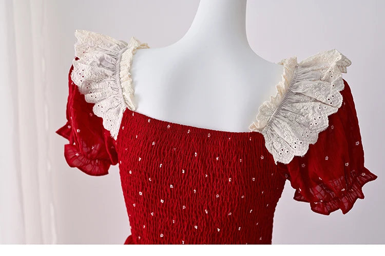 Rosa Red Cottagecore Dress