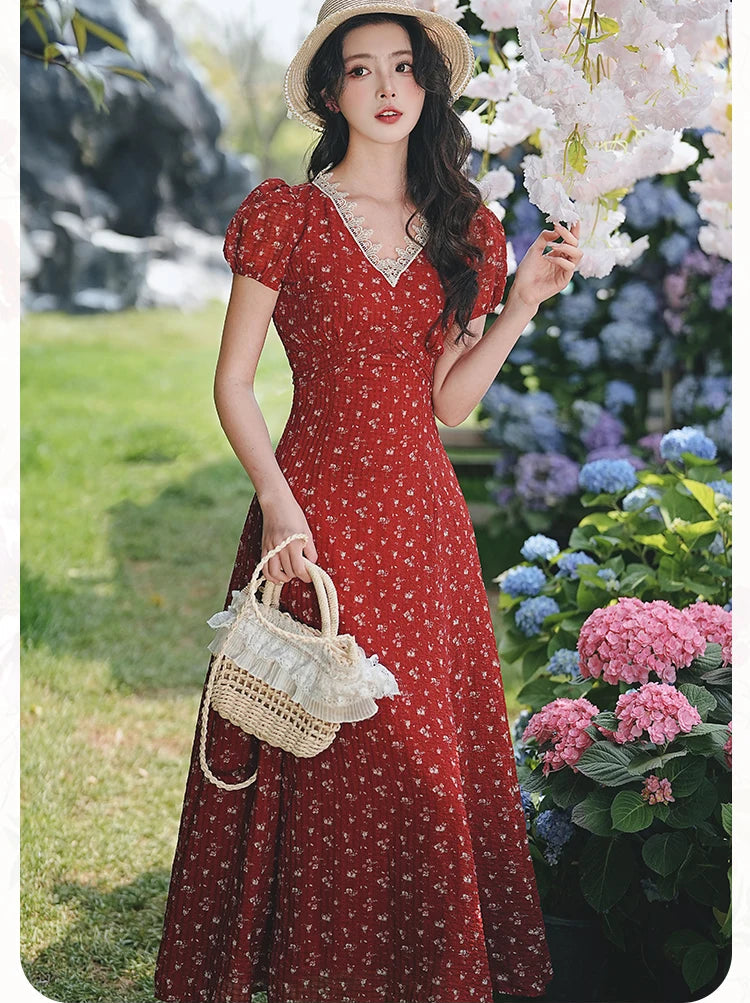 Apple Pie Red Cottagecore Dress