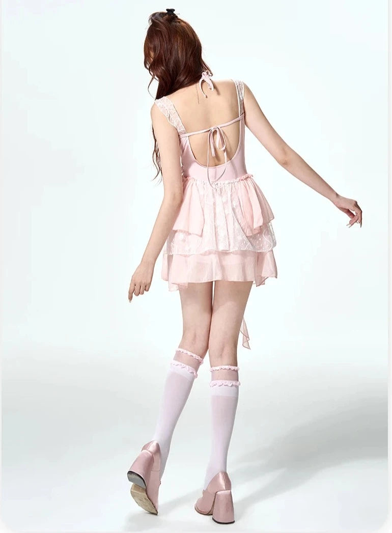 Sweet Cupcake Pastel Pink Coquette Princess One-Piece Swimsuit