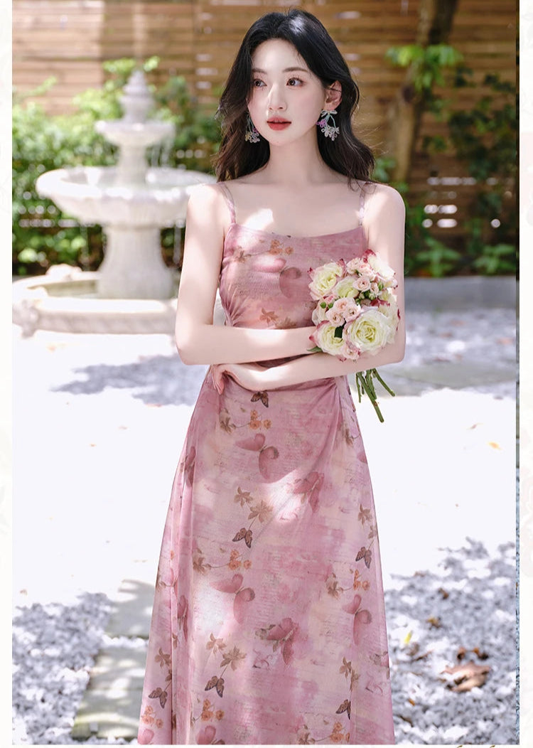 Pink Mauve Butterfly Fairycore Dress Y2K Slip Dress Prom Fairy Dress Pink Mauve Butterfly Fairycore Dress Y2K Slip Dress Prom Fairy Dress