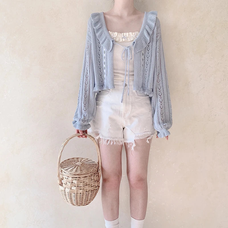 Cottagecore Cardigan with Flower Embroidery